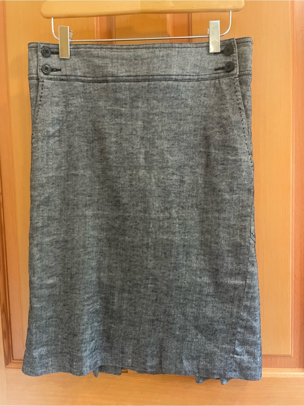 bebe Heathered Grey Midi A-Line Skirt